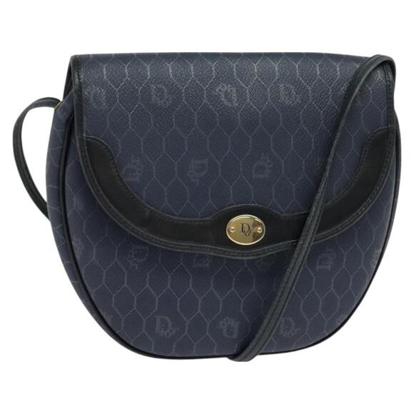 DIOR Honeycomb Canvas Shoulder Bag Pvc Navy Gold - Picture 1 of 12